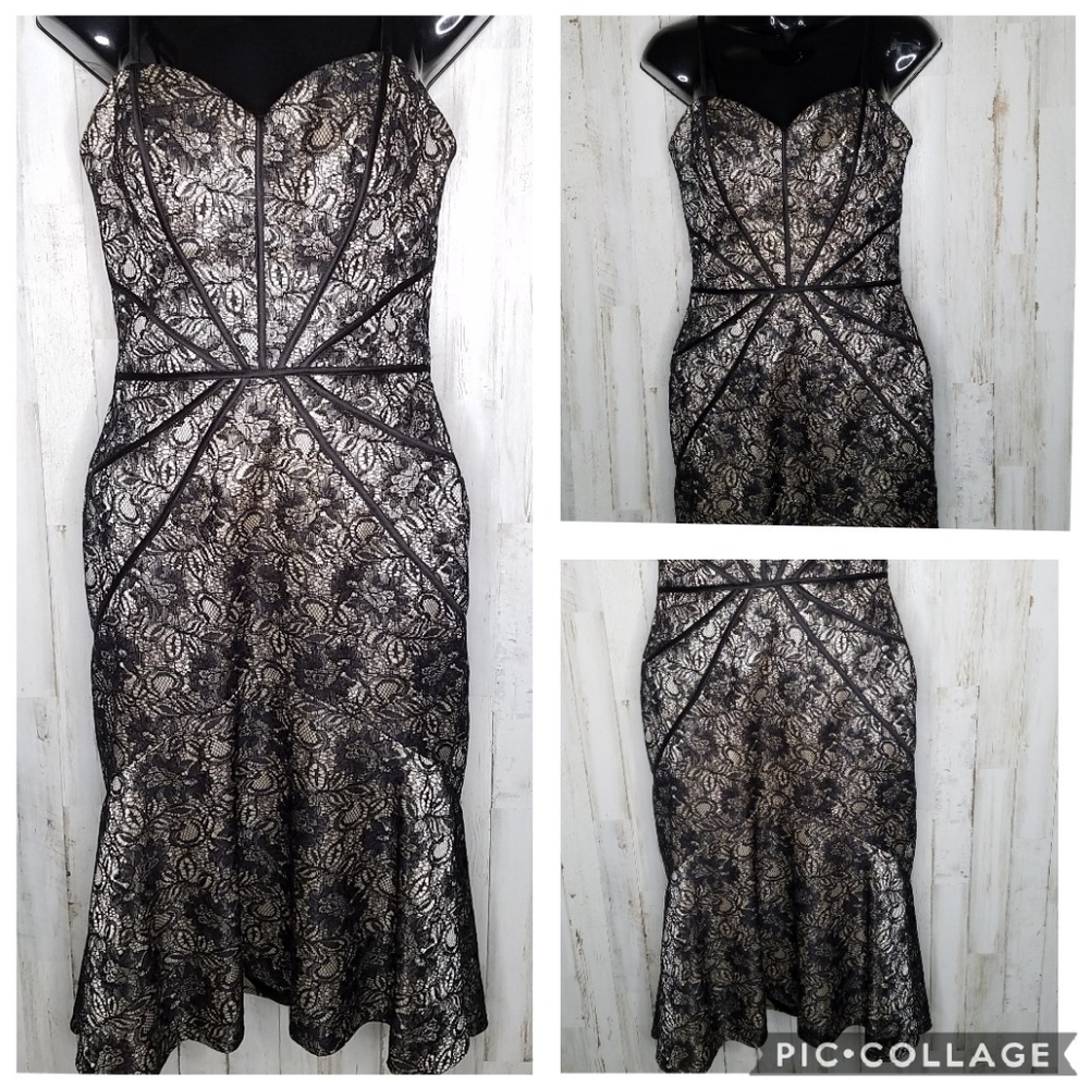 TRULY Zac Posen Mermaid Dress Black Lace Cocktail